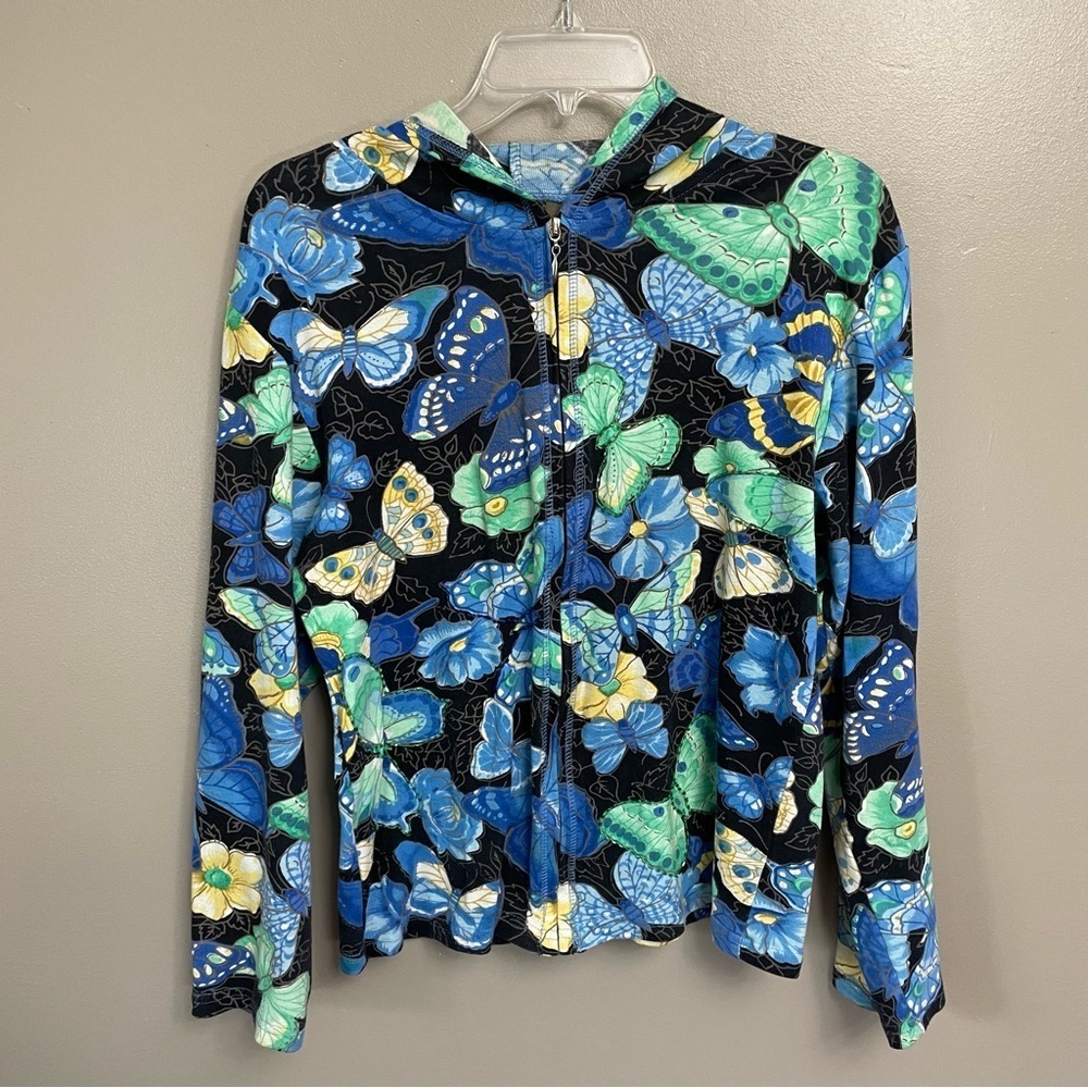 Jane Ashley women’s size Large Beaded Sweatshirt Lightwieght butterfly